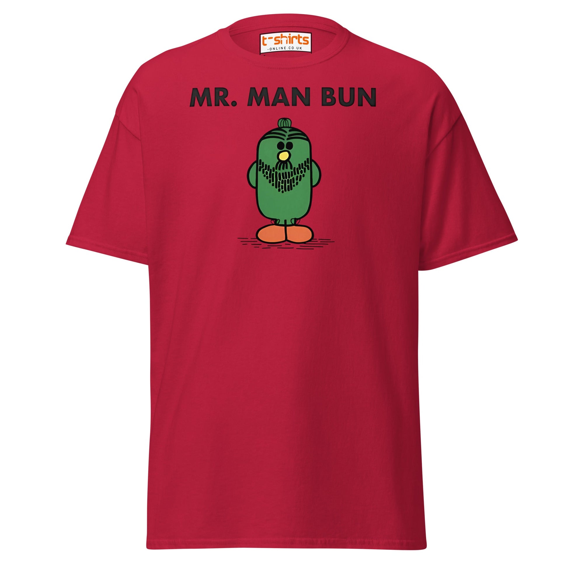 Mr. Man Bun T-Shirt | Funny Hipster Parody Tee - Cardinal - T-Shirts Online