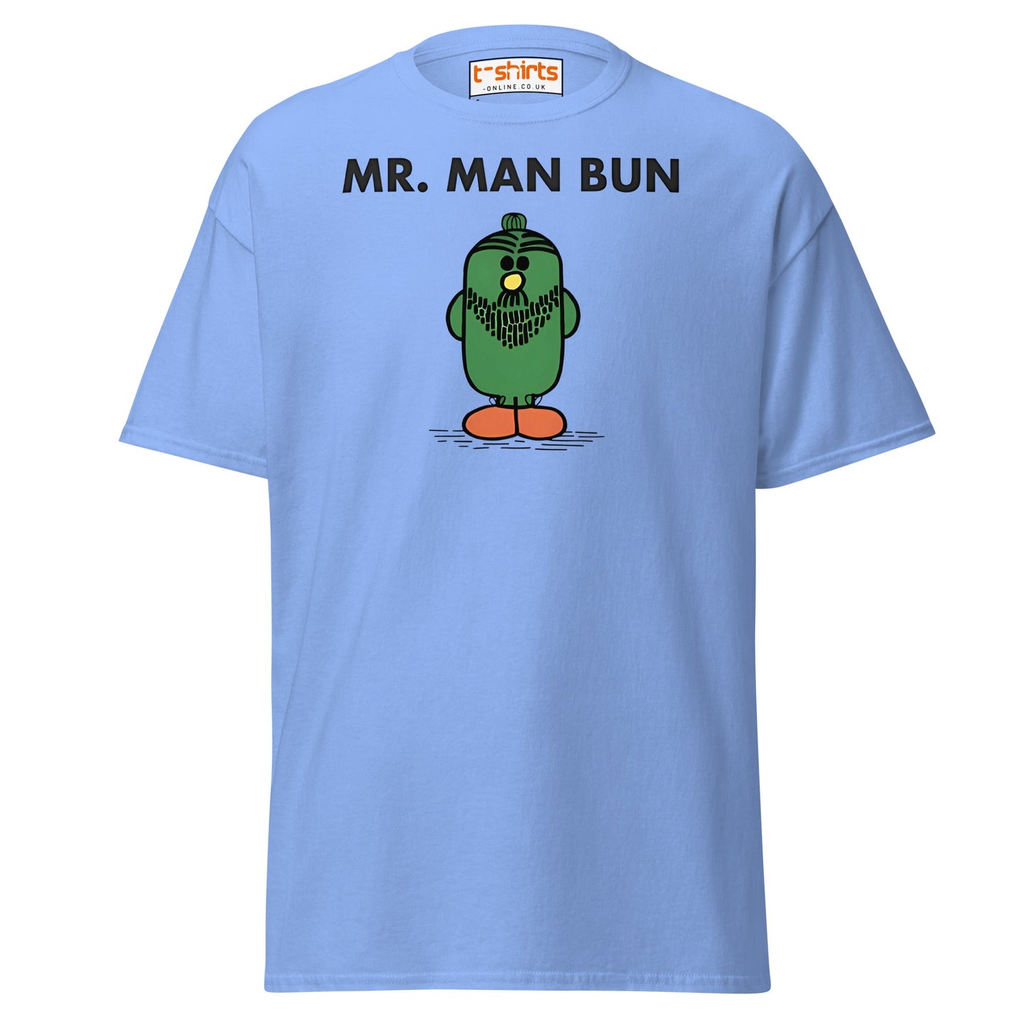 Mr. Man Bun T-Shirt | Funny Hipster Parody Tee - Carolina Blue - T-Shirts Online