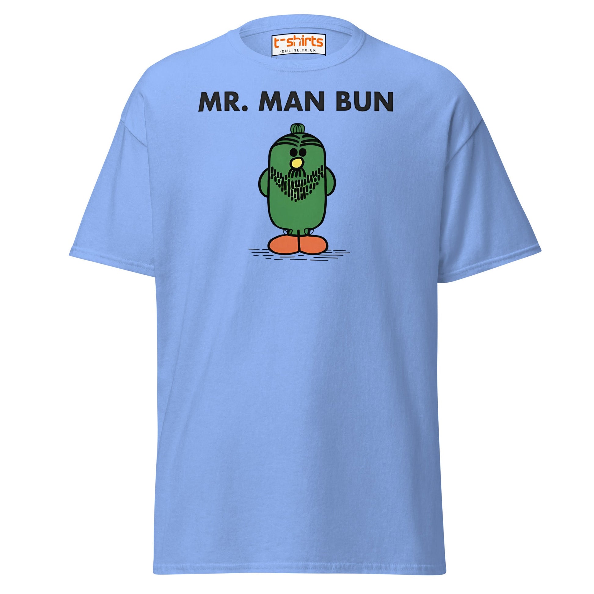 Mr. Man Bun T-Shirt | Funny Hipster Parody Tee - Carolina Blue - T-Shirts Online