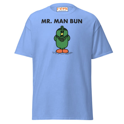 Mr. Man Bun T-Shirt | Funny Hipster Parody Tee - Carolina Blue - T-Shirts Online