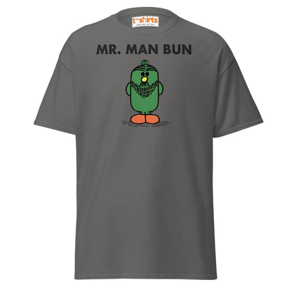 Mr. Man Bun T-Shirt | Funny Hipster Parody Tee - Charcoal - T-Shirts Online