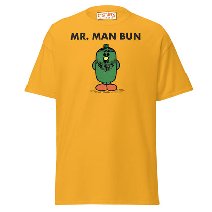 Mr. Man Bun T-Shirt | Funny Hipster Parody Tee - Gold - T-Shirts Online