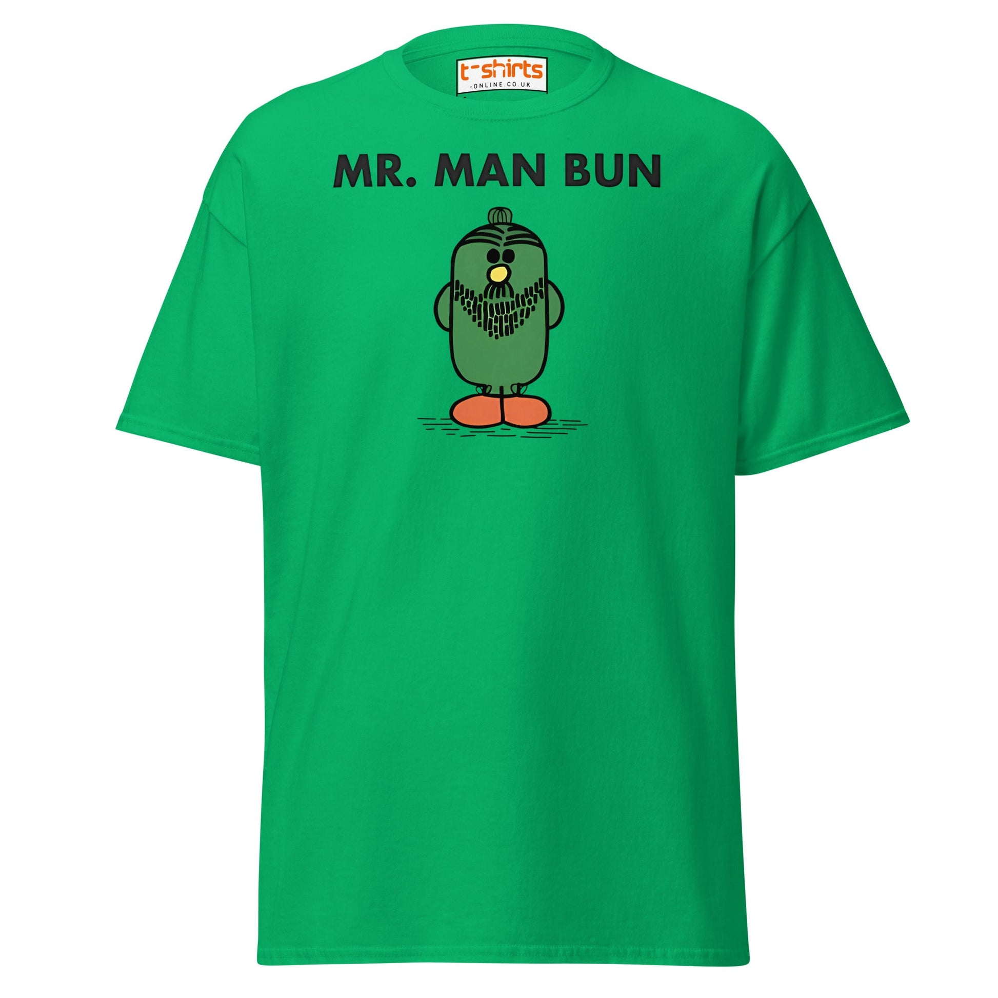 Mr. Man Bun T-Shirt | Funny Hipster Parody Tee - Irish Green - T-Shirts Online