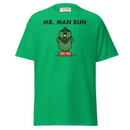 Mr. Man Bun T-Shirt | Funny Hipster Parody Tee - Irish Green - T-Shirts Online