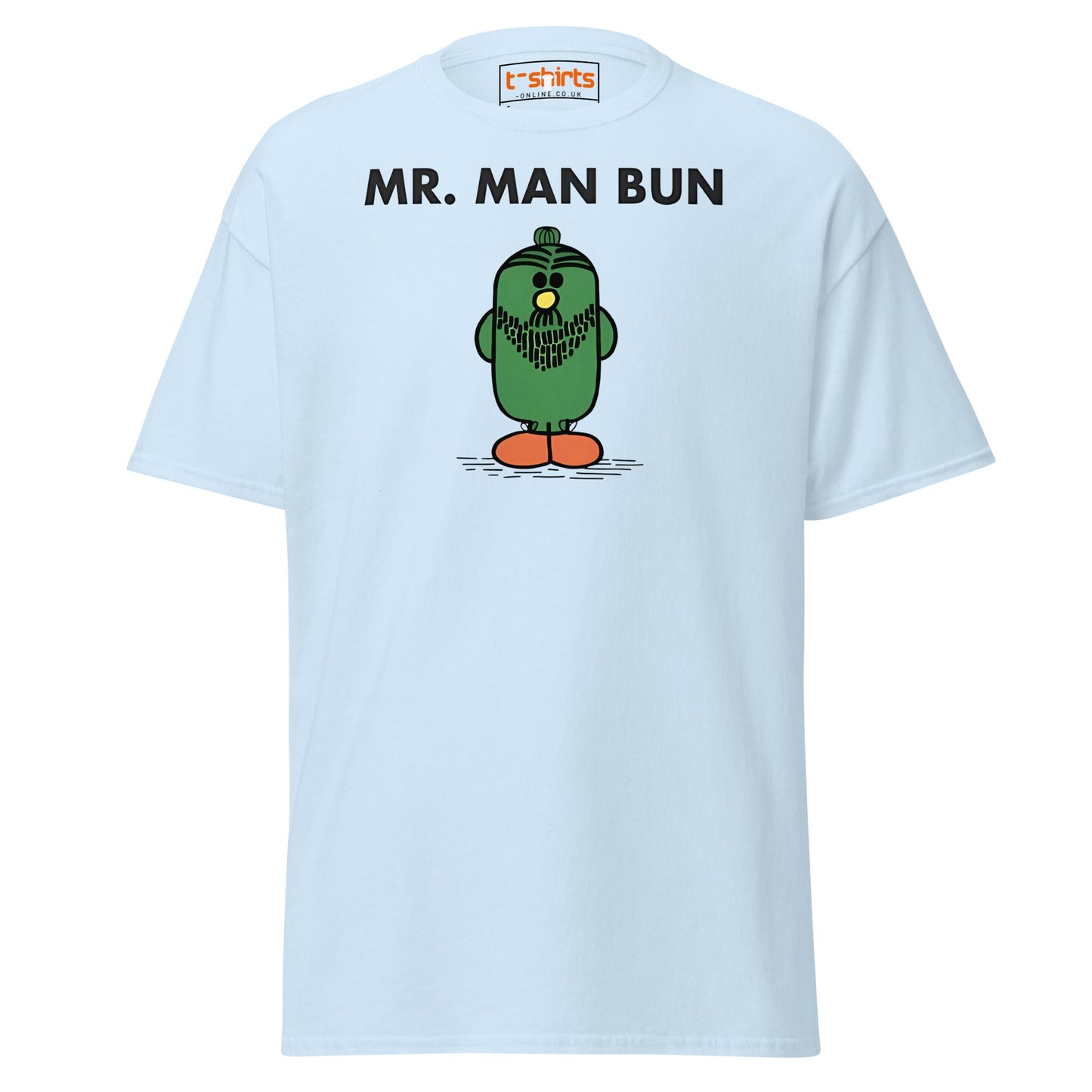 Mr. Man Bun T-Shirt | Funny Hipster Parody Tee - Light Blue - T-Shirts Online
