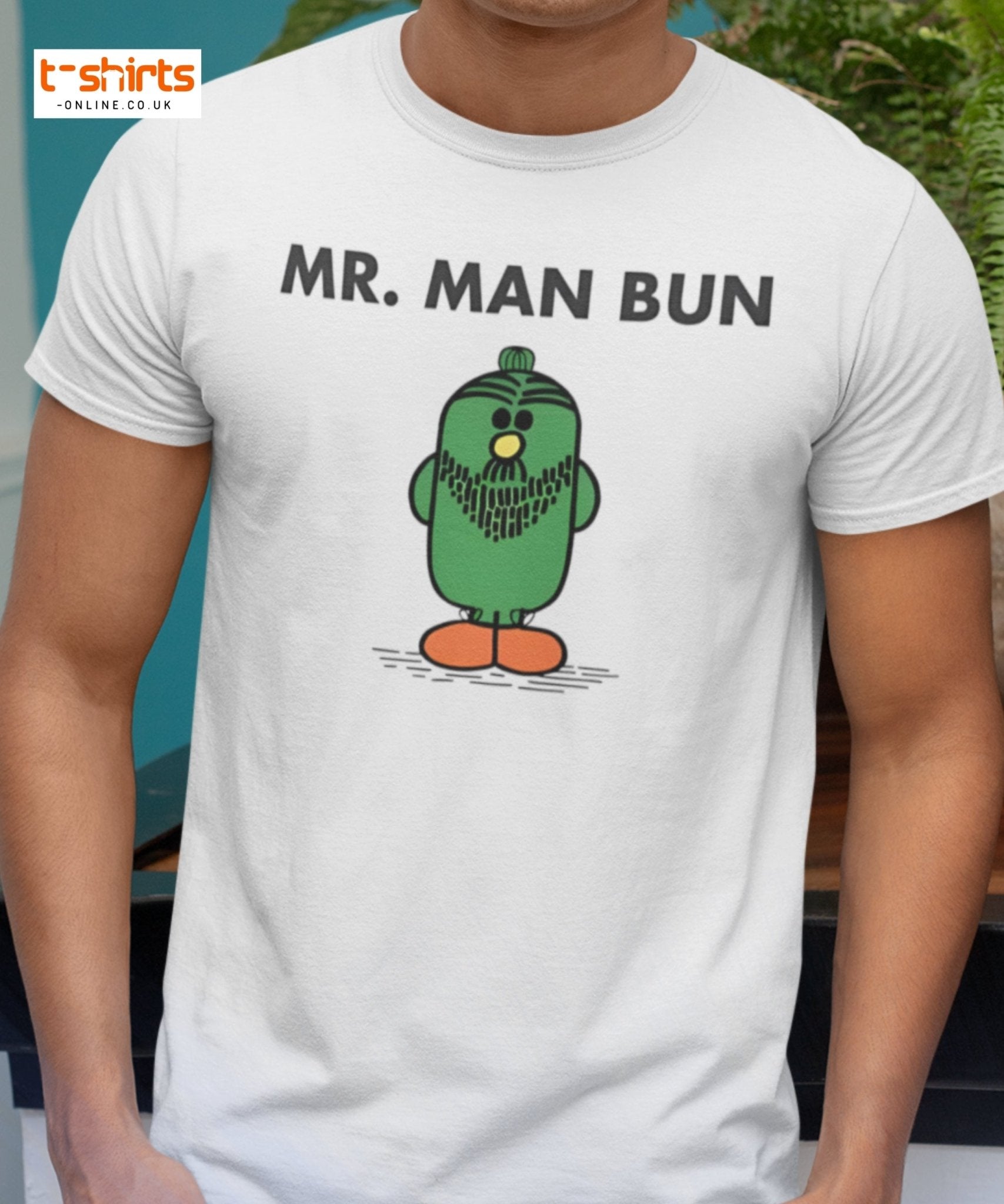 Mr. Man Bun T-Shirt | Funny Hipster Parody Tee - Navy - T-Shirts Online