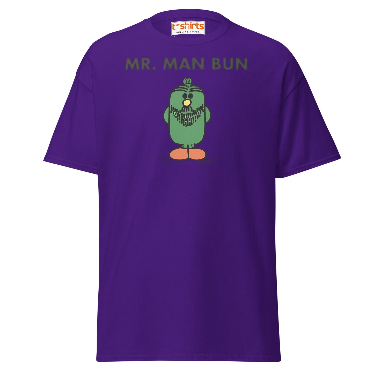 Mr. Man Bun T-Shirt | Funny Hipster Parody Tee - Purple - T-Shirts Online