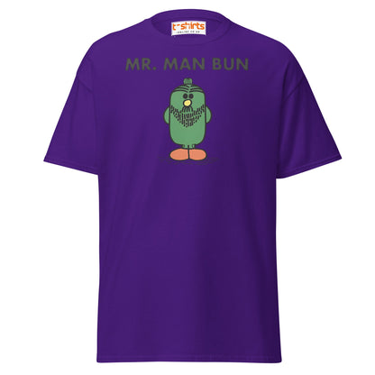 Mr. Man Bun T-Shirt | Funny Hipster Parody Tee - Purple - T-Shirts Online