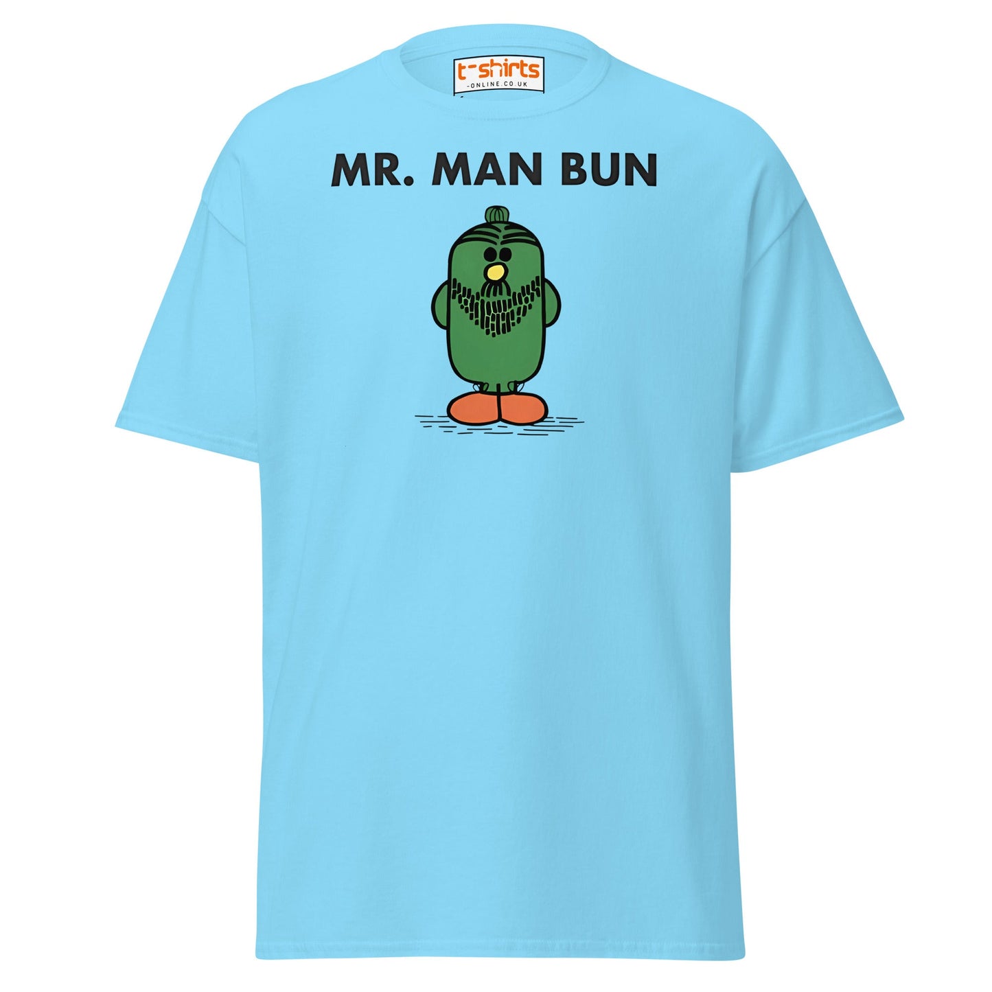 Mr. Man Bun T-Shirt | Funny Hipster Parody Tee - Sky - T-Shirts Online