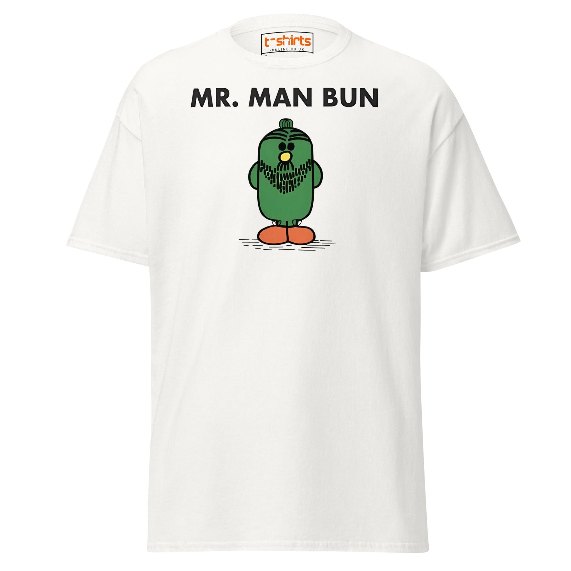 Mr. Man Bun T-Shirt | Funny Hipster Parody Tee - White - T-Shirts Online