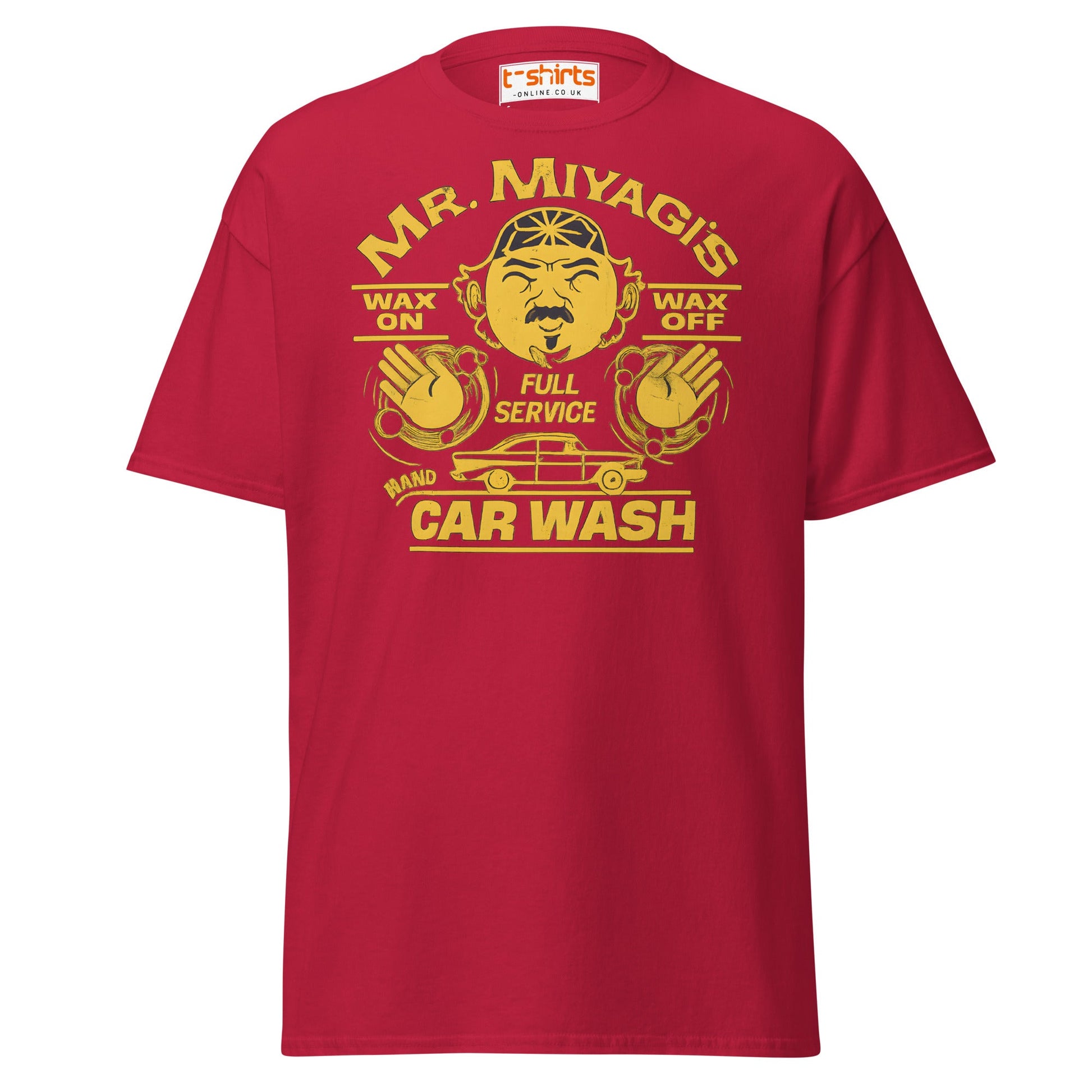 Mr. Miyagi’s Car Wash T-Shirt – Funny Retro Wax On Tee - Cardinal - T-Shirts Online