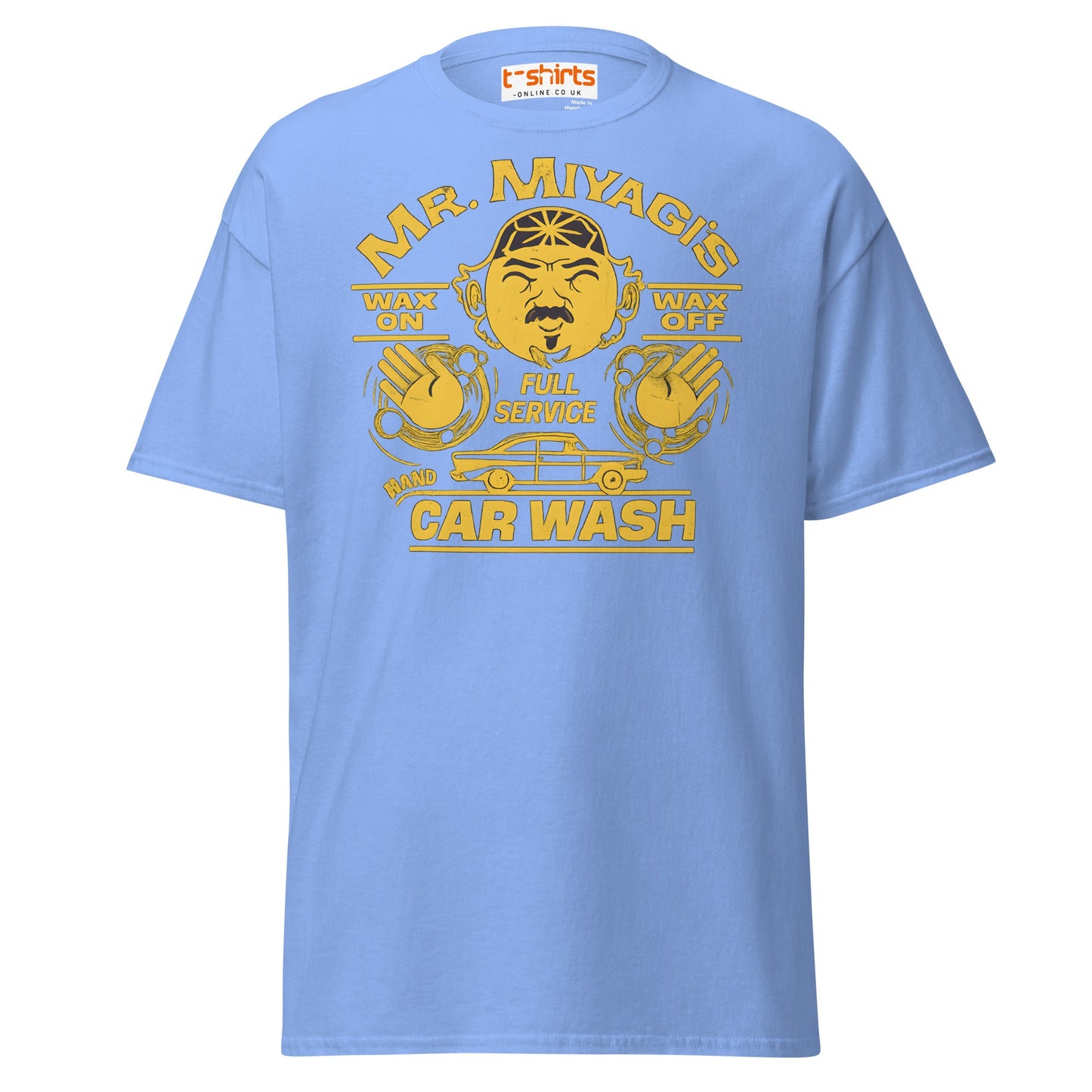 Mr. Miyagi’s Car Wash T-Shirt – Funny Retro Wax On Tee - Carolina Blue - T-Shirts Online