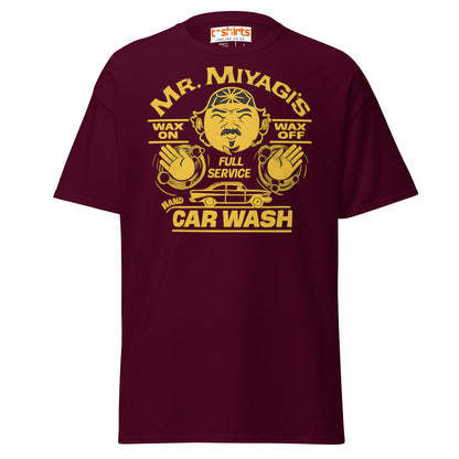 Mr. Miyagi’s Car Wash T-Shirt – Funny Retro Wax On Tee - Maroon - T-Shirts Online