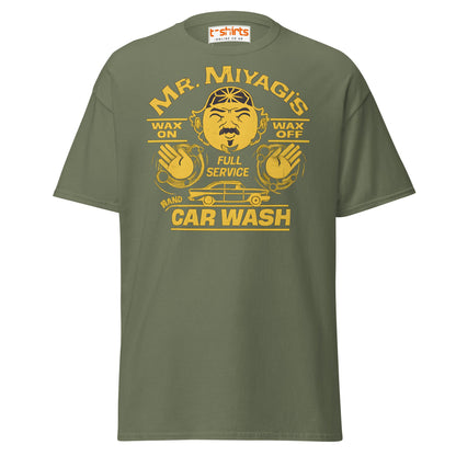Mr. Miyagi’s Car Wash T-Shirt – Funny Retro Wax On Tee - Military Green - T-Shirts Online