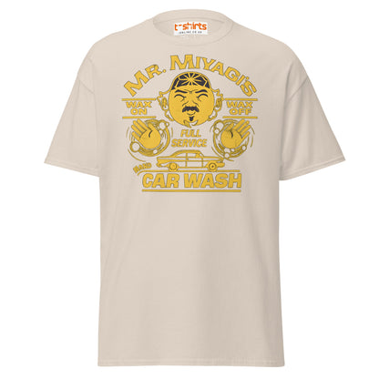 Mr. Miyagi’s Car Wash T-Shirt – Funny Retro Wax On Tee - Natural - T-Shirts Online