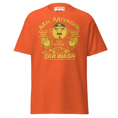 Mr. Miyagi’s Car Wash T-Shirt – Funny Retro Wax On Tee - Orange - T-Shirts Online