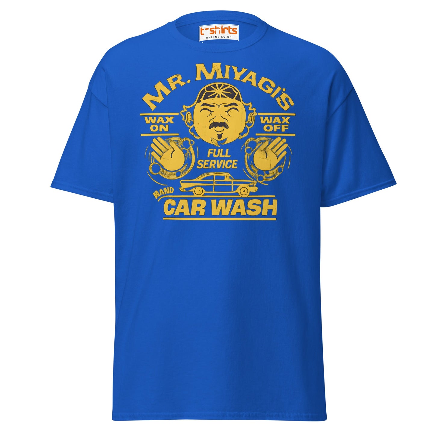 Mr. Miyagi’s Car Wash T-Shirt – Funny Retro Wax On Tee - Royal - T-Shirts Online
