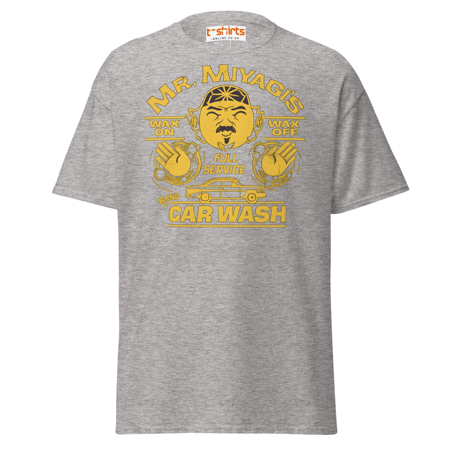 Mr. Miyagi’s Car Wash T-Shirt – Funny Retro Wax On Tee - Sport Grey - T-Shirts Online