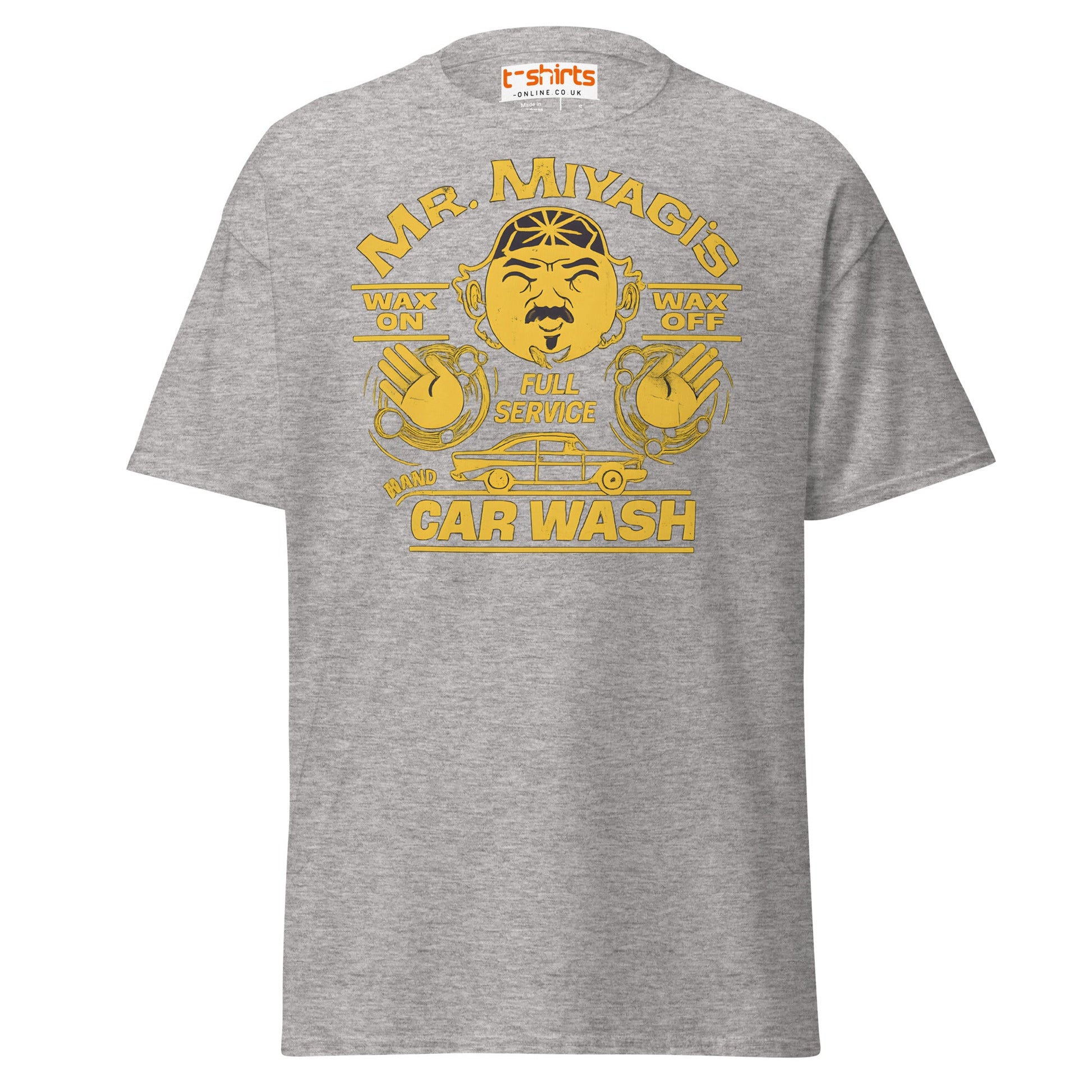 Mr. Miyagi’s Car Wash T-Shirt – Funny Retro Wax On Tee - Sport Grey - T-Shirts Online