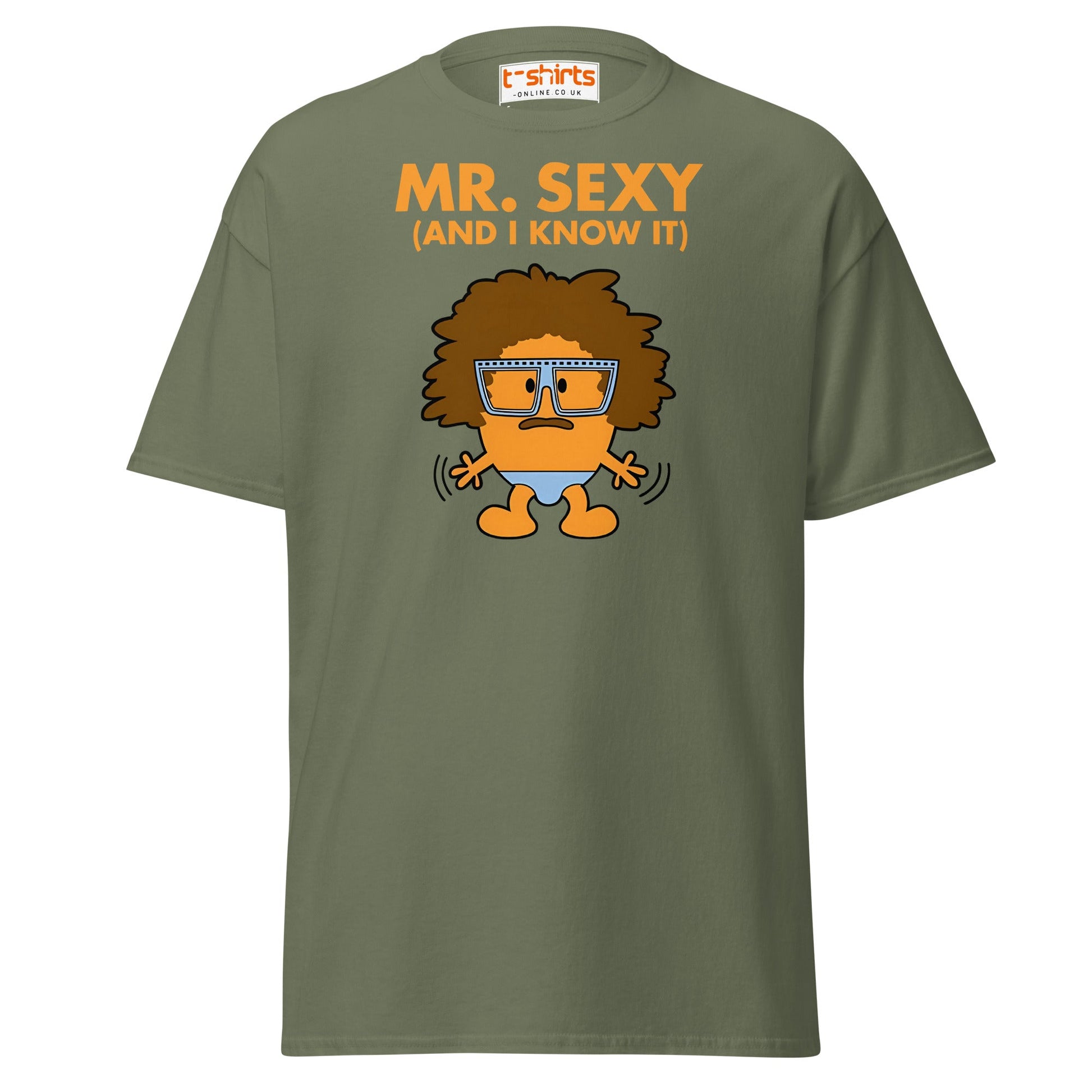 Mr. Sexy T-Shirt | Funny Cartoon Humor Tee - Military Green - T-Shirts Online