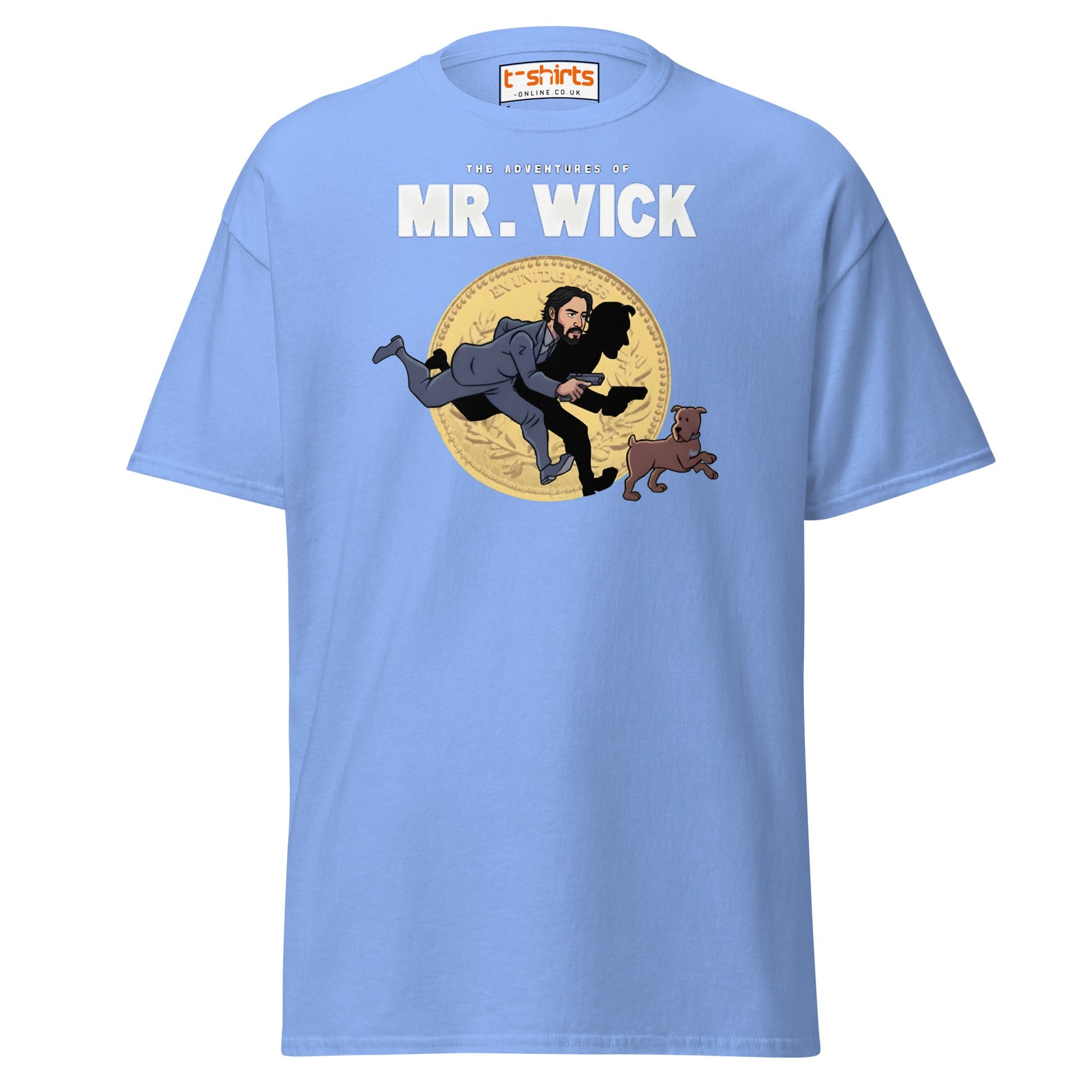 Mr. Wick T-Shirt | Funny John Wick Parody Cartoon Tee - Carolina Blue - T-Shirts Online