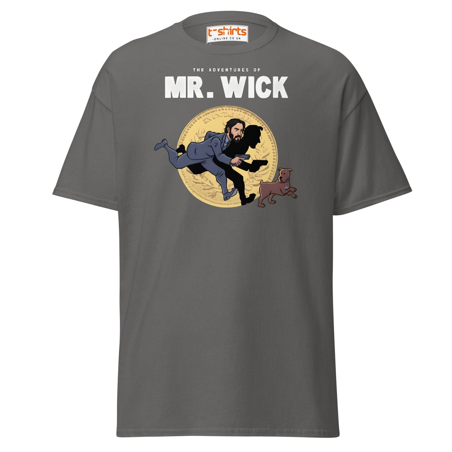 Mr. Wick T-Shirt | Funny John Wick Parody Cartoon Tee - Charcoal - T-Shirts Online