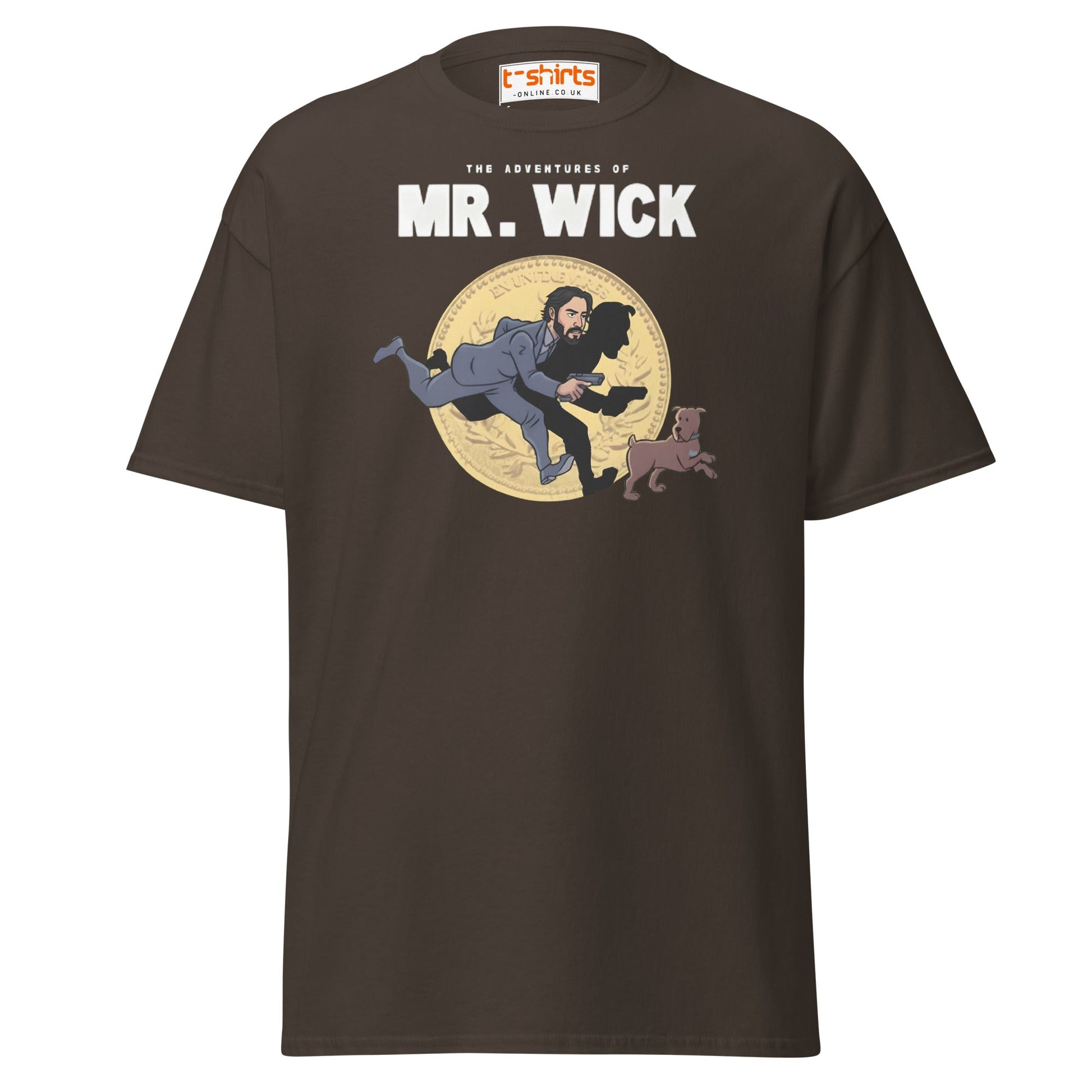 Mr. Wick T-Shirt | Funny John Wick Parody Cartoon Tee - Dark Chocolate - T-Shirts Online