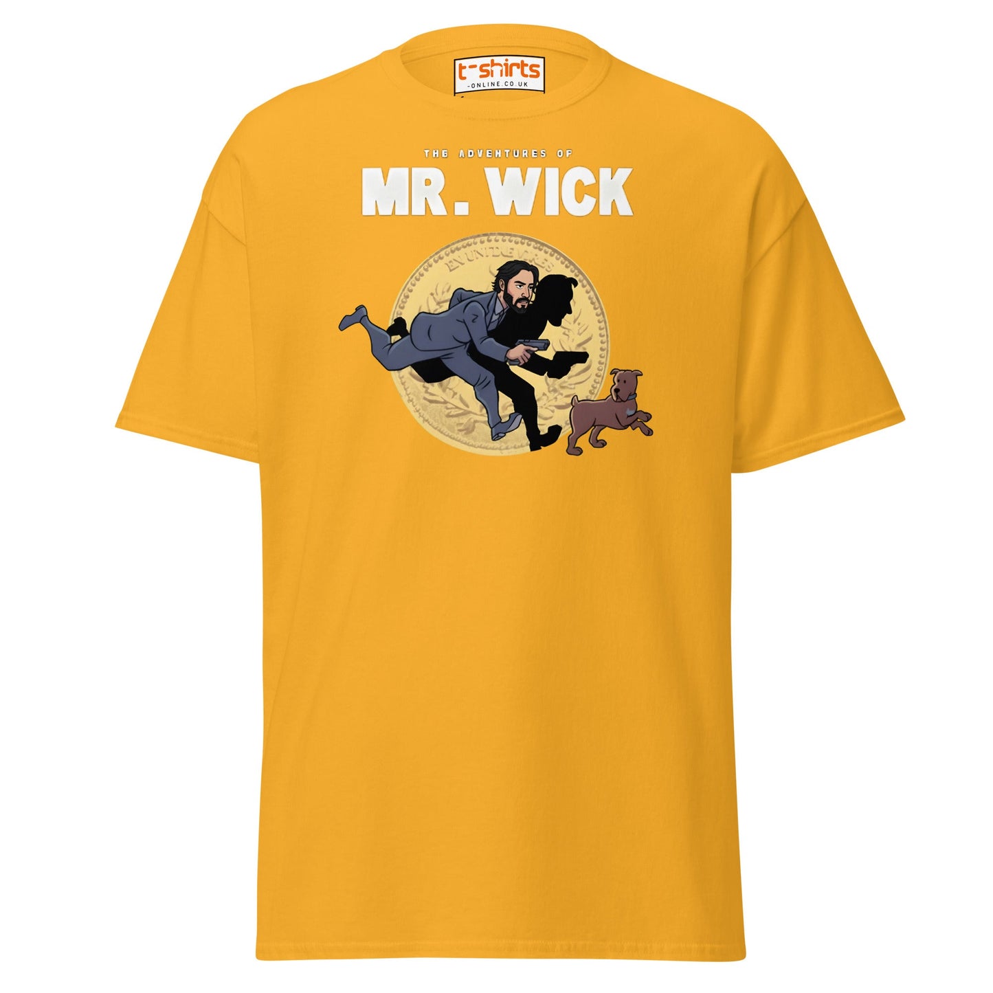 Mr. Wick T-Shirt | Funny John Wick Parody Cartoon Tee - Gold - T-Shirts Online