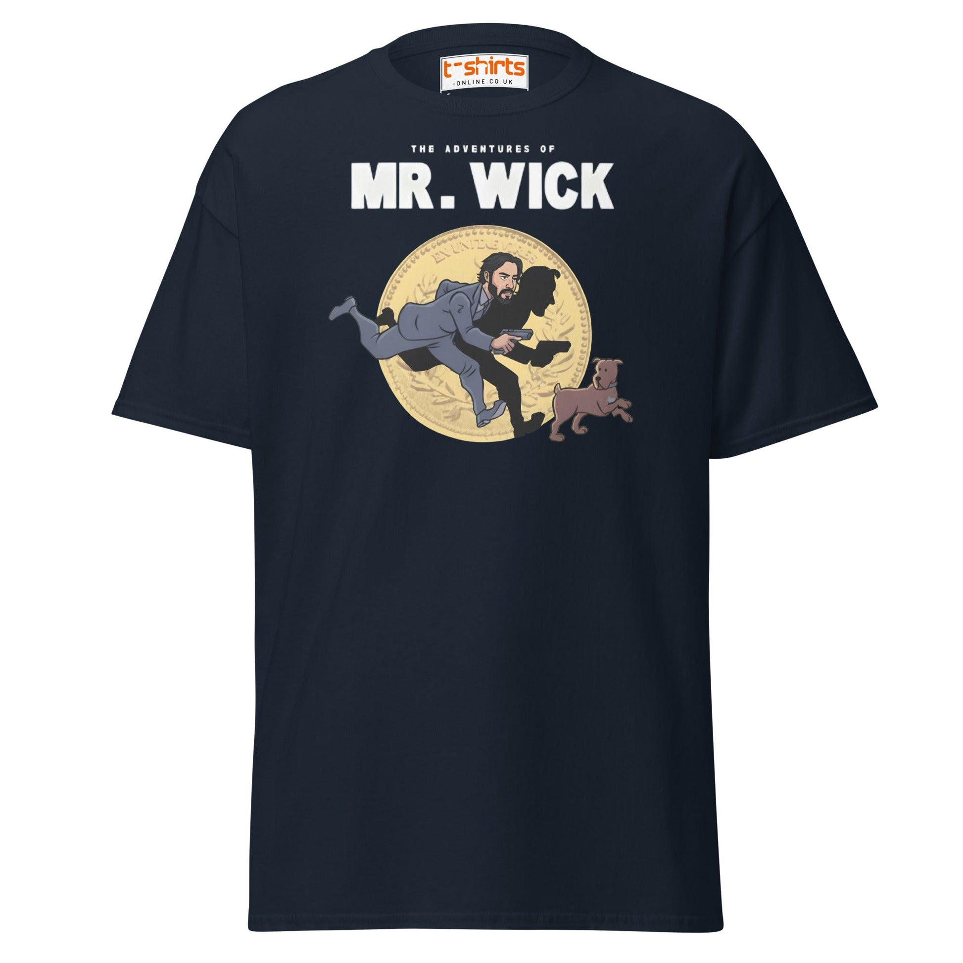 Mr. Wick T-Shirt | Funny John Wick Parody Cartoon Tee - Navy - T-Shirts Online