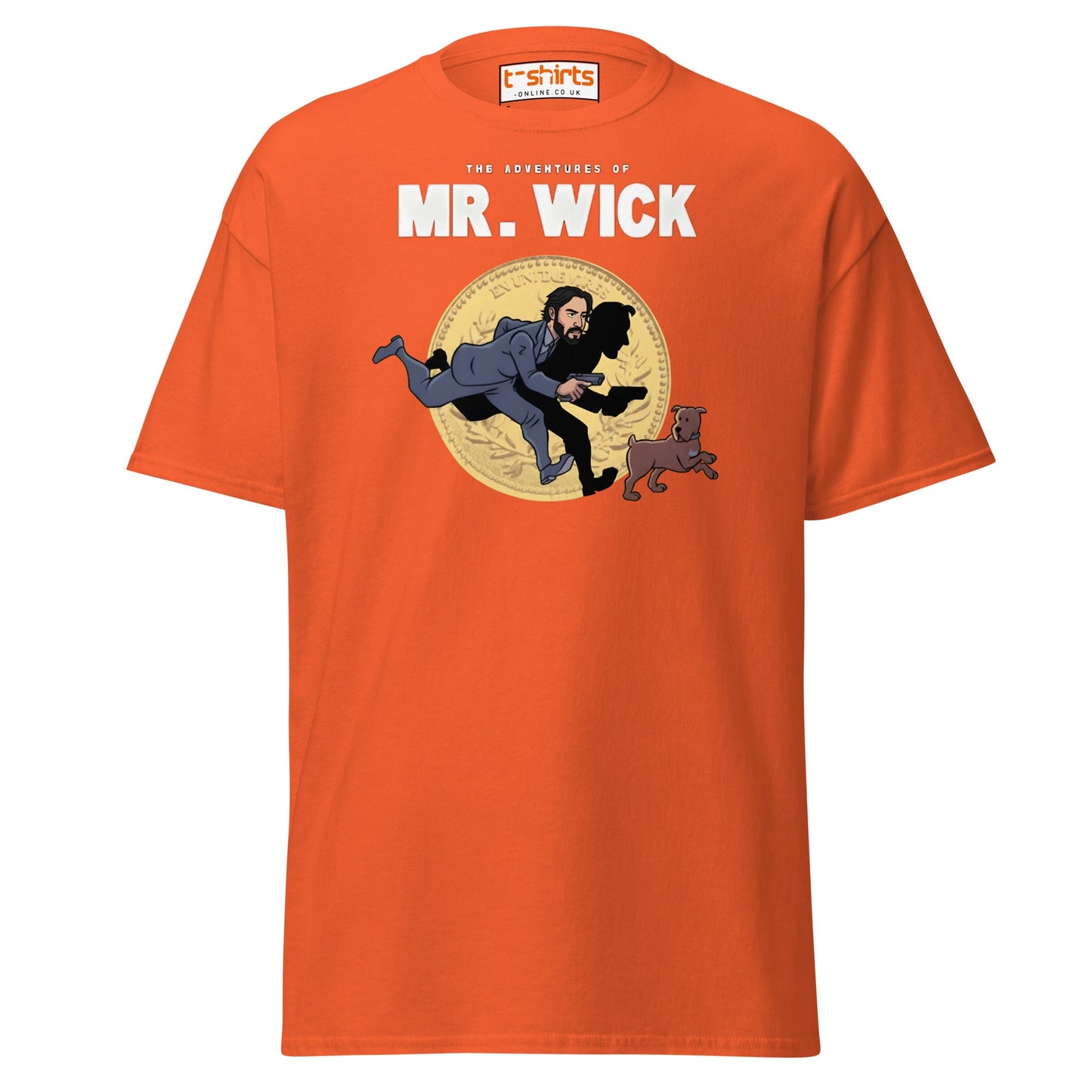 Mr. Wick T-Shirt | Funny John Wick Parody Cartoon Tee - Orange - T-Shirts Online
