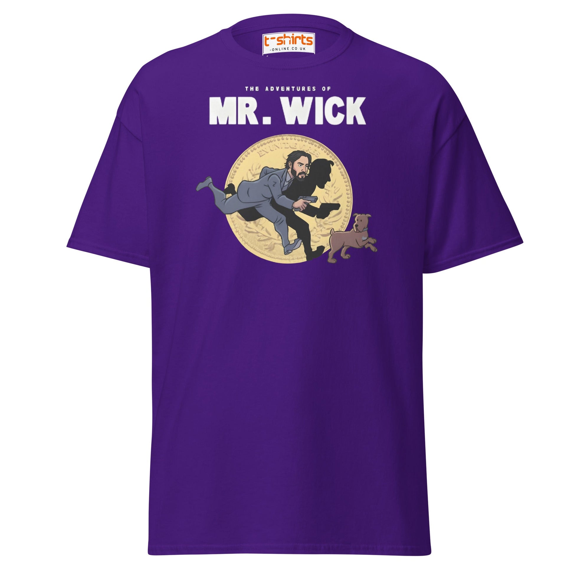 Mr. Wick T-Shirt | Funny John Wick Parody Cartoon Tee - Purple - T-Shirts Online