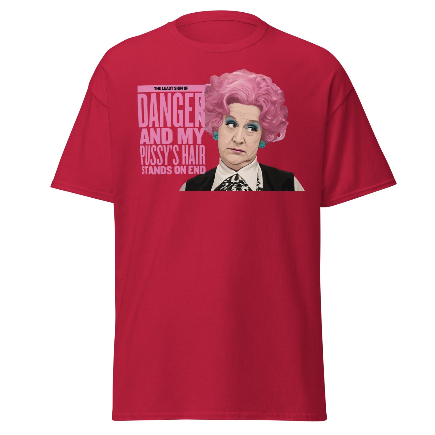 Mrs. Slocombe Pink Hair Funny Quote T-Shirt - Retro Comedy - Cardinal - T-Shirts Online