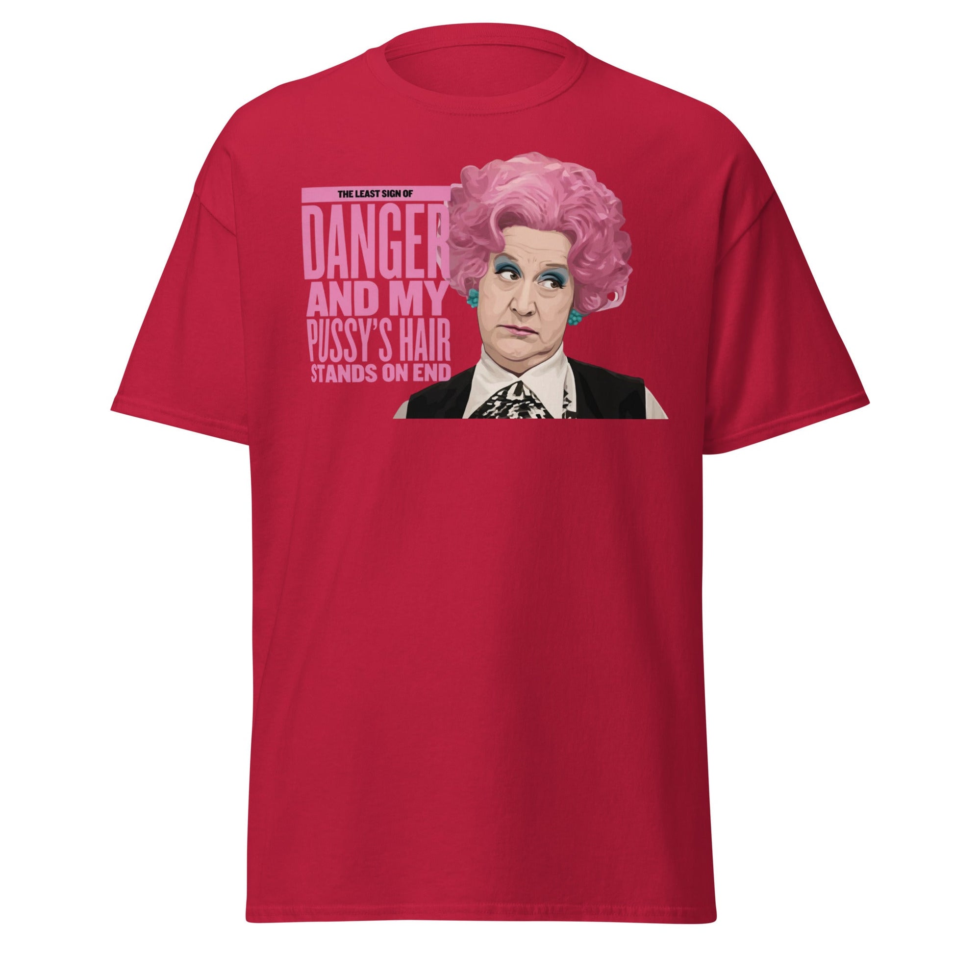 Mrs. Slocombe Pink Hair Funny Quote T-Shirt - Retro Comedy - Cardinal - T-Shirts Online