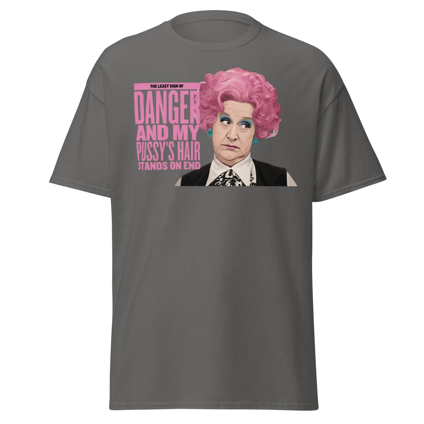 Mrs. Slocombe Pink Hair Funny Quote T-Shirt - Retro Comedy - Charcoal - T-Shirts Online
