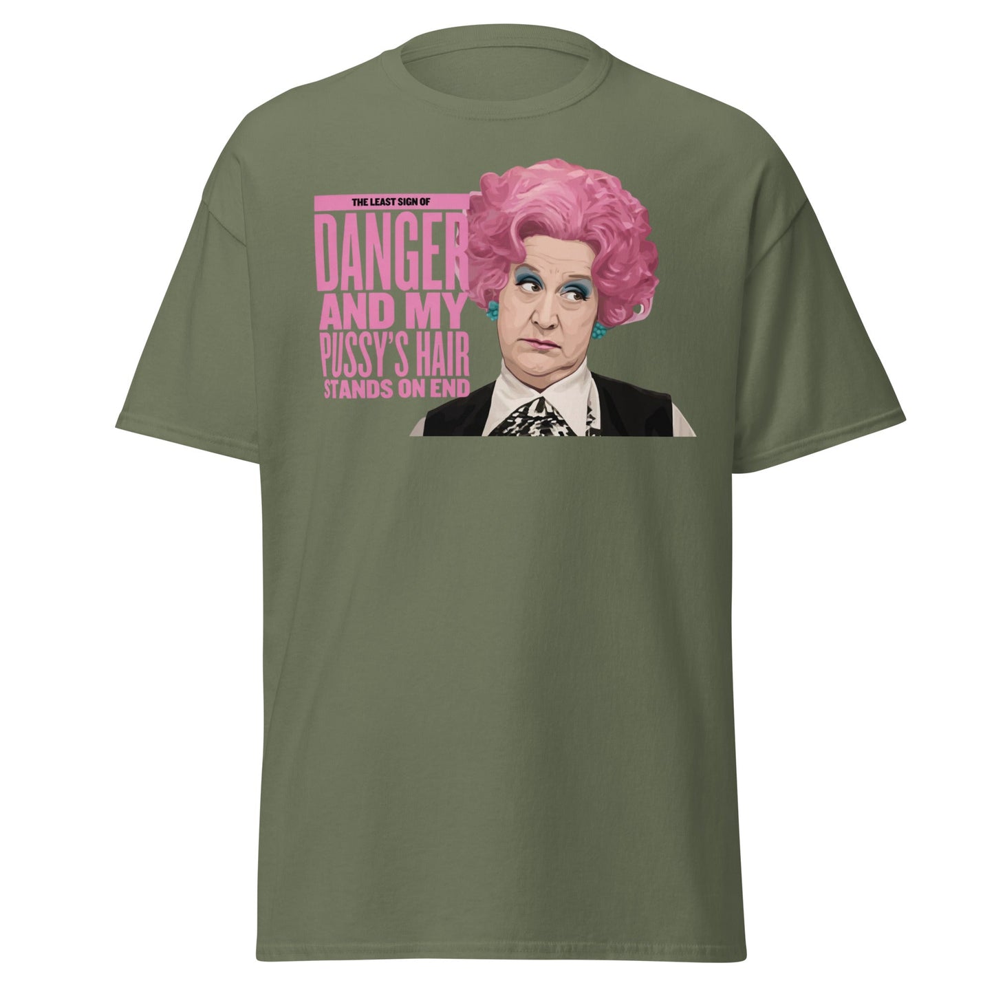Mrs. Slocombe Pink Hair Funny Quote T-Shirt - Retro Comedy - Military Green - T-Shirts Online