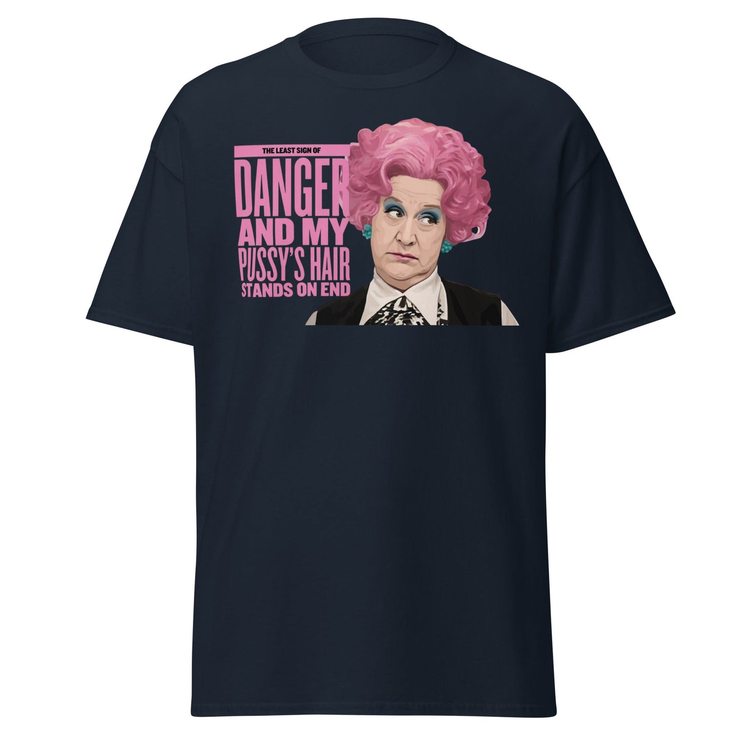 Mrs. Slocombe Pink Hair Funny Quote T-Shirt - Retro Comedy - Navy - T-Shirts Online