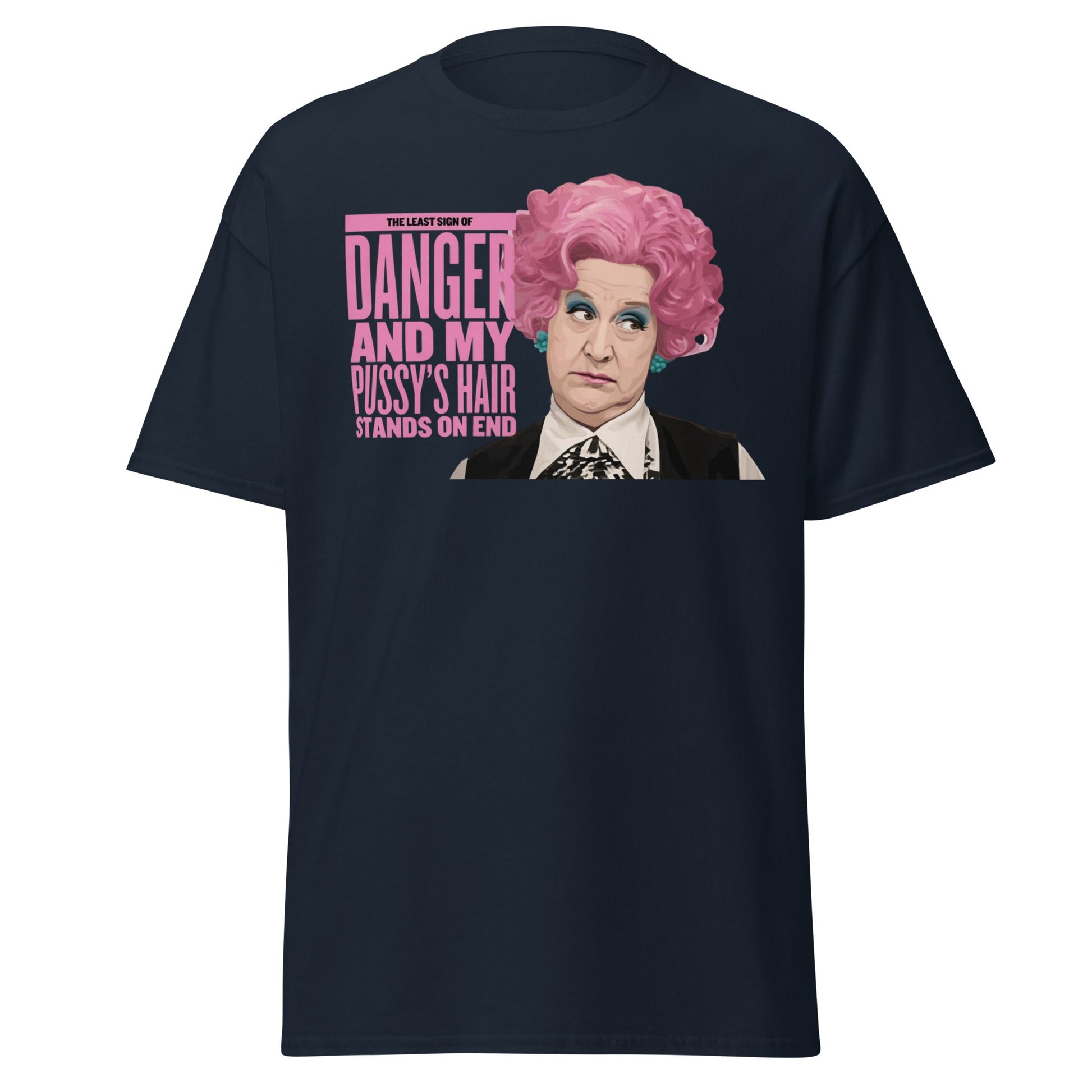 Mrs. Slocombe Pink Hair Funny Quote T-Shirt - Retro Comedy - Navy - T-Shirts Online