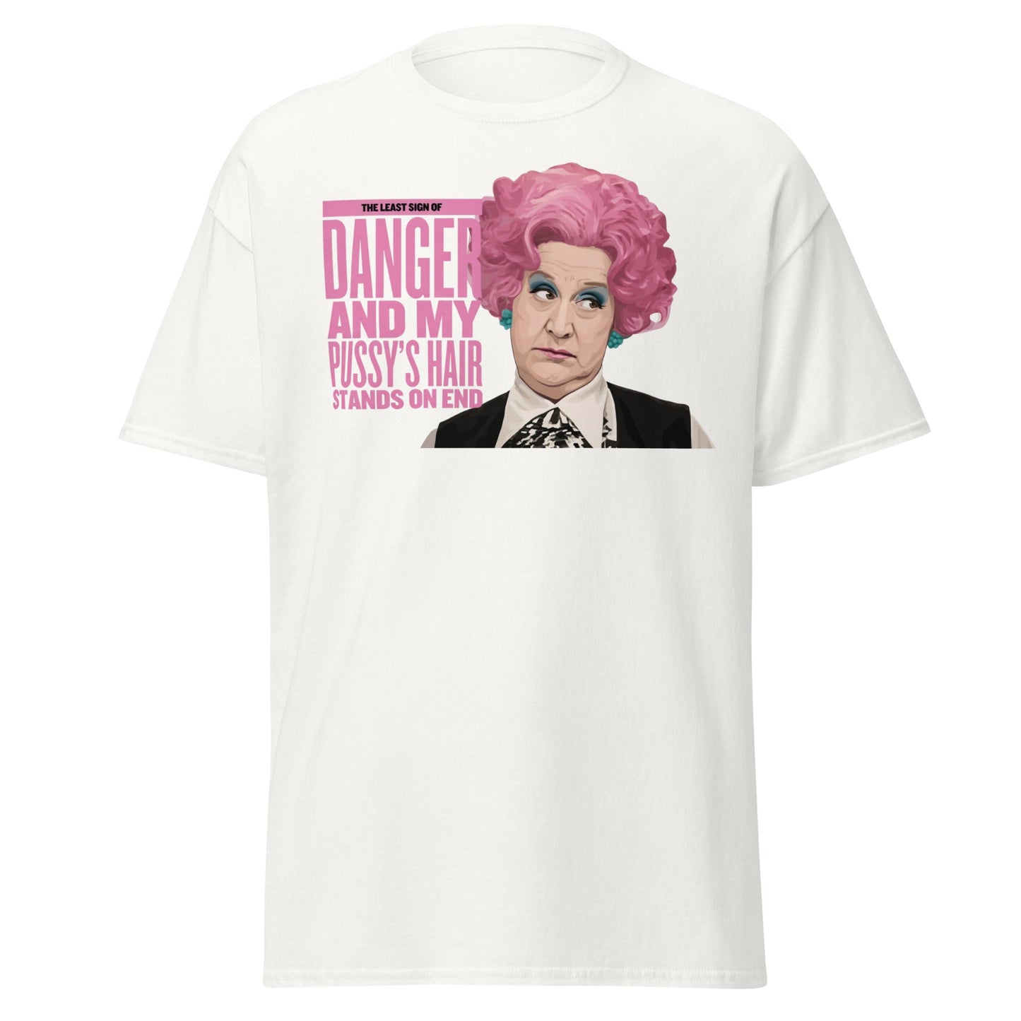 Mrs. Slocombe Pink Hair Funny Quote T-Shirt - Retro Comedy - White - T-Shirts Online