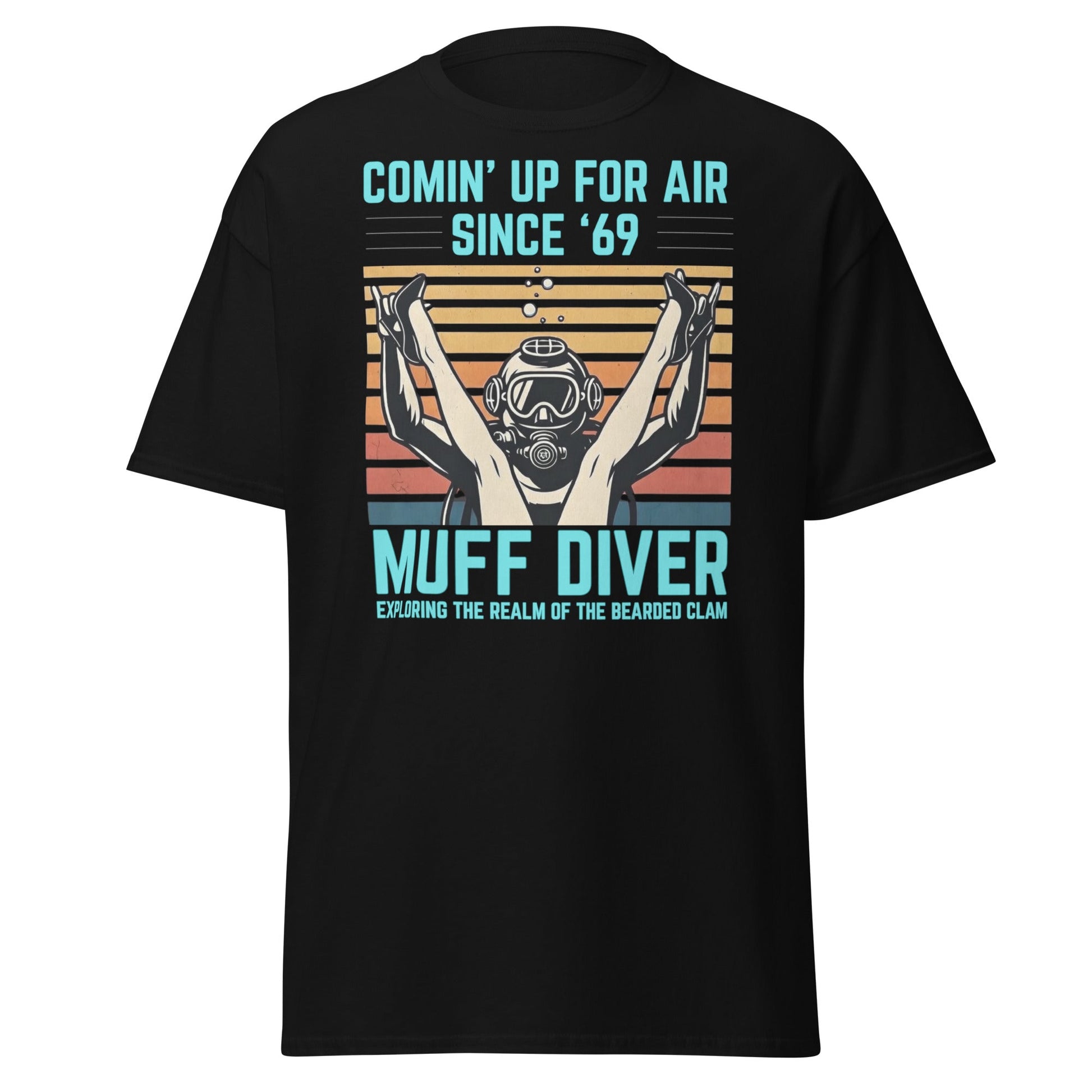 Muff Diver Retro Scuba T-Shirt - Funny Adult Humor Tee - Black - T-Shirts Online