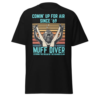 Muff Diver Retro Scuba T-Shirt - Funny Adult Humor Tee - Black - T-Shirts Online