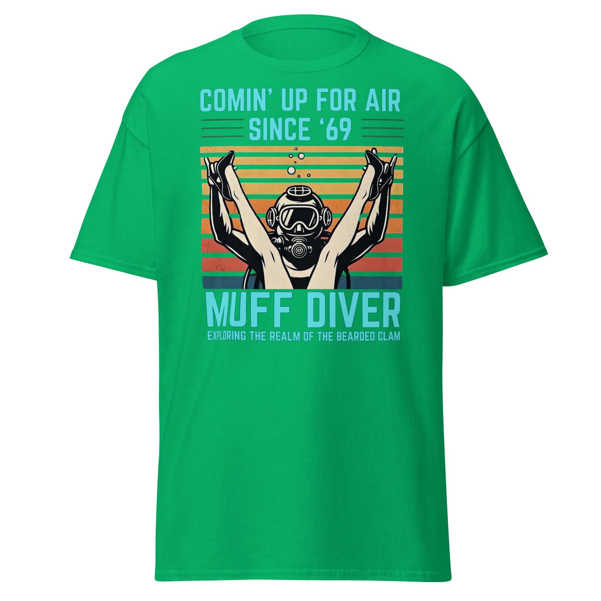 Muff Diver Retro Scuba T-Shirt - Funny Adult Humor Tee - Irish Green - T-Shirts Online