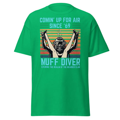 Muff Diver Retro Scuba T-Shirt - Funny Adult Humor Tee - Irish Green - T-Shirts Online