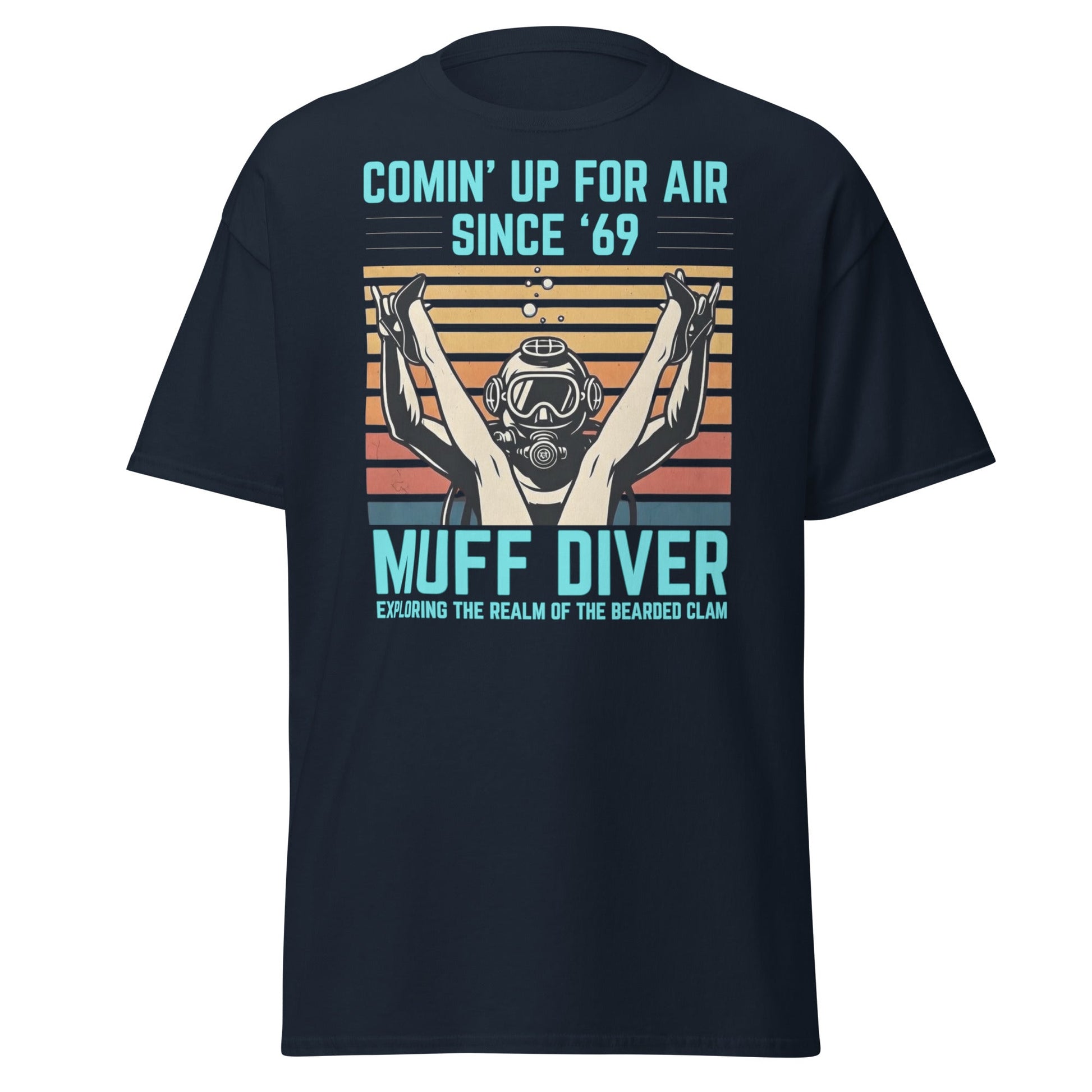 Muff Diver Retro Scuba T-Shirt - Funny Adult Humor Tee - Navy - T-Shirts Online