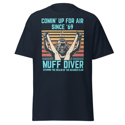 Muff Diver Retro Scuba T-Shirt - Funny Adult Humor Tee - Navy - T-Shirts Online
