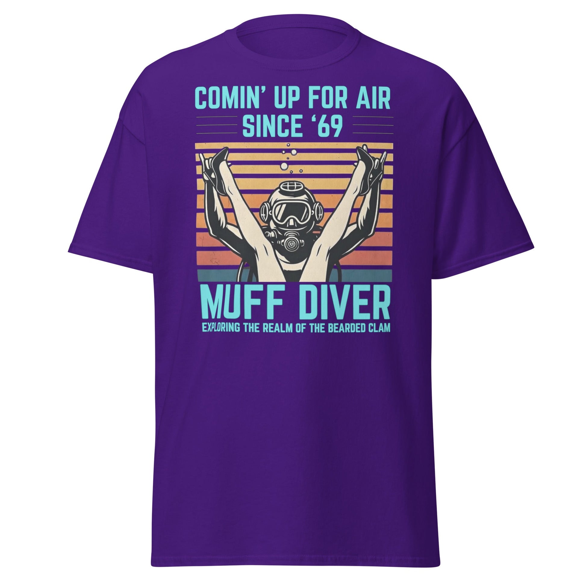 Muff Diver Retro Scuba T-Shirt - Funny Adult Humor Tee - Purple - T-Shirts Online
