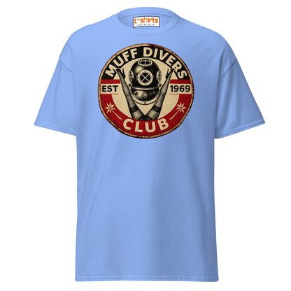 Muff Divers Club T-Shirt – Funny Retro Diver Tee - Carolina Blue - T-Shirts Online