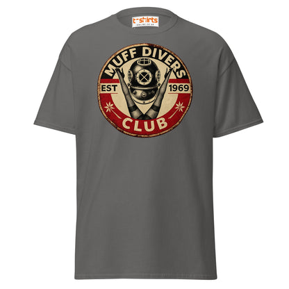 Muff Divers Club T-Shirt – Funny Retro Diver Tee - Charcoal - T-Shirts Online