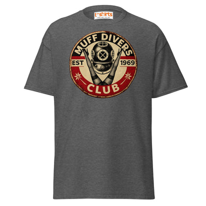 Muff Divers Club T-Shirt – Funny Retro Diver Tee - Dark Heather - T-Shirts Online