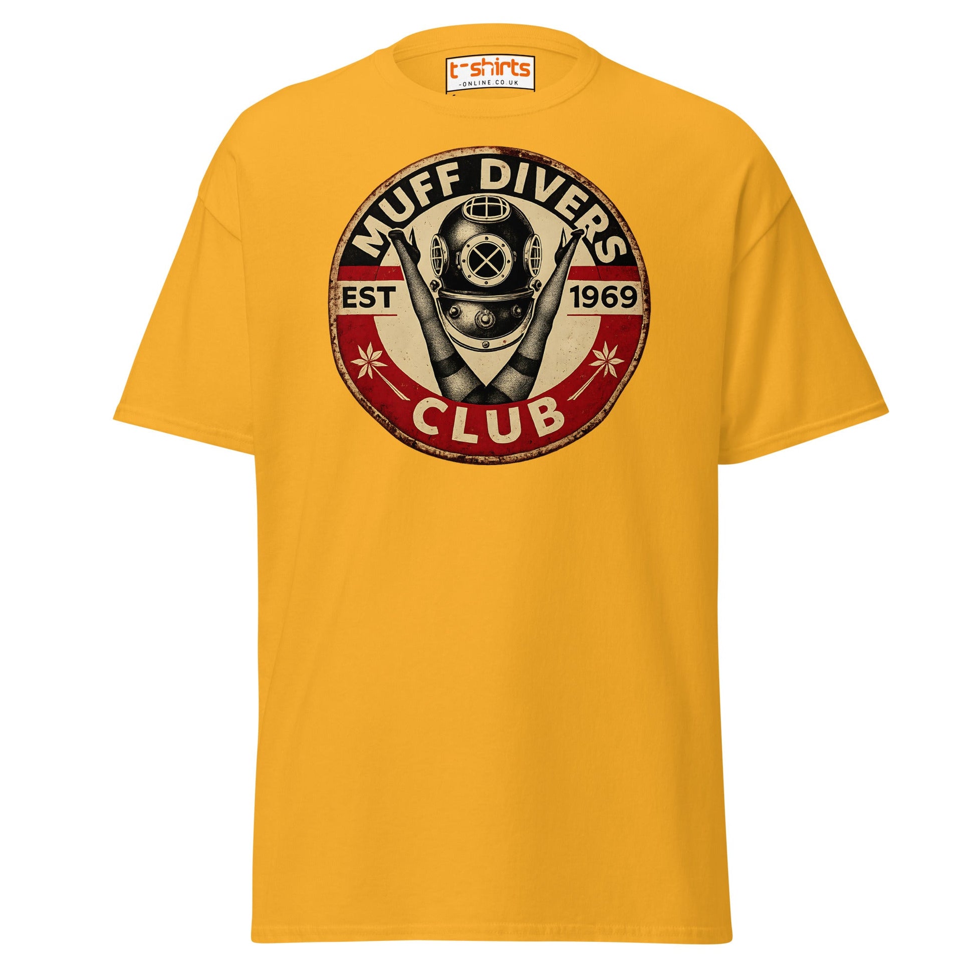 Muff Divers Club T-Shirt – Funny Retro Diver Tee - Gold - T-Shirts Online