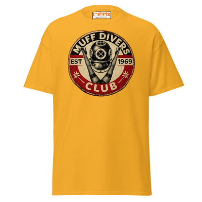 Muff Divers Club T-Shirt – Funny Retro Diver Tee - Gold - T-Shirts Online